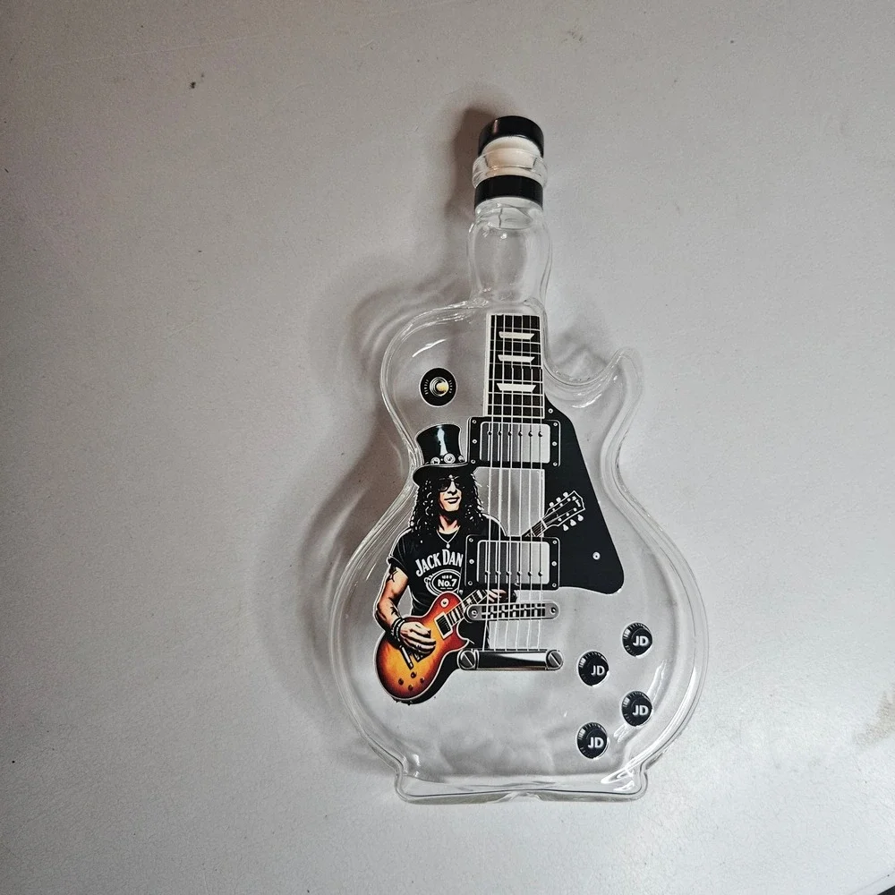 Slash Guns N Roses Guitar Shaped Glass Decanter Jack Daniels Graphic Bottle